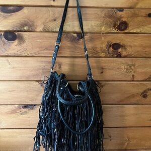 Steve Madden Black Fringe Shoulder Bag